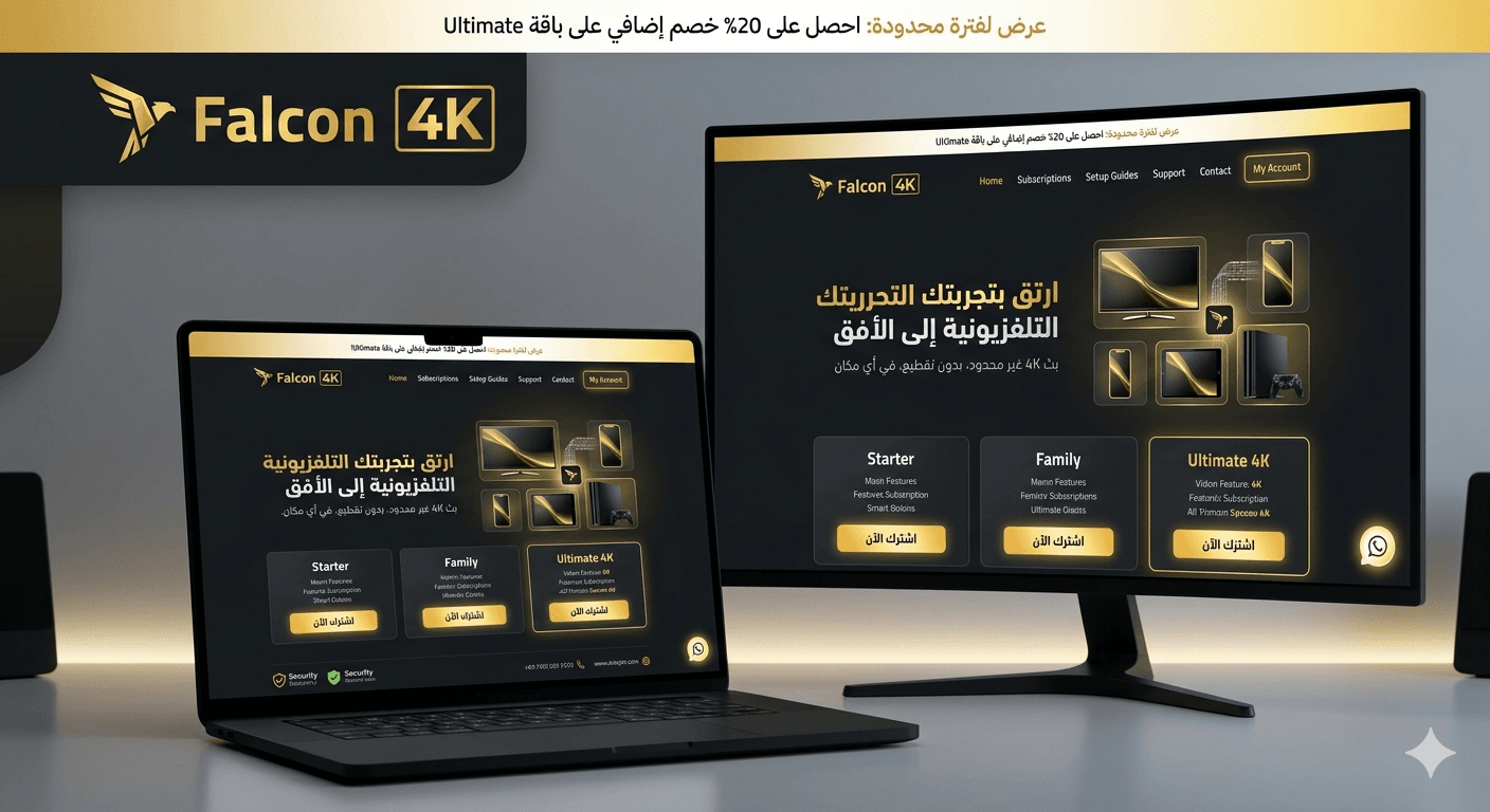 افضل اشتراك IPTV في السعودية ودول الخليج بدون حظر 2026 falcon pro-saudi